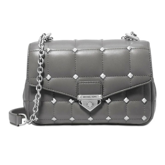 Michael Kors Soho Small Chain Heather Grey Leather Shoulder Bag NWT crossbody - Picture 1 of 8